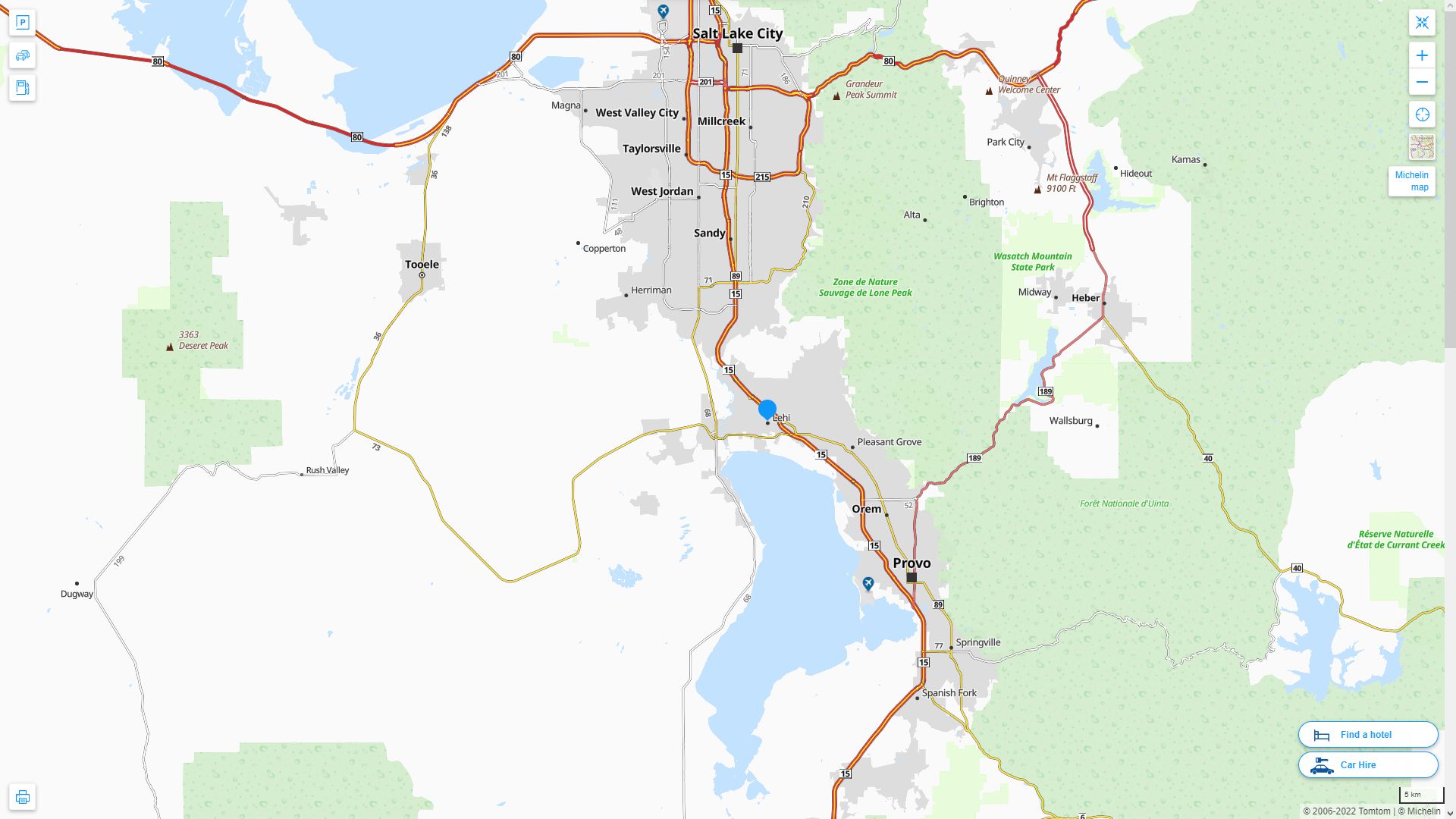 Lehi Utah Highway and Road Map